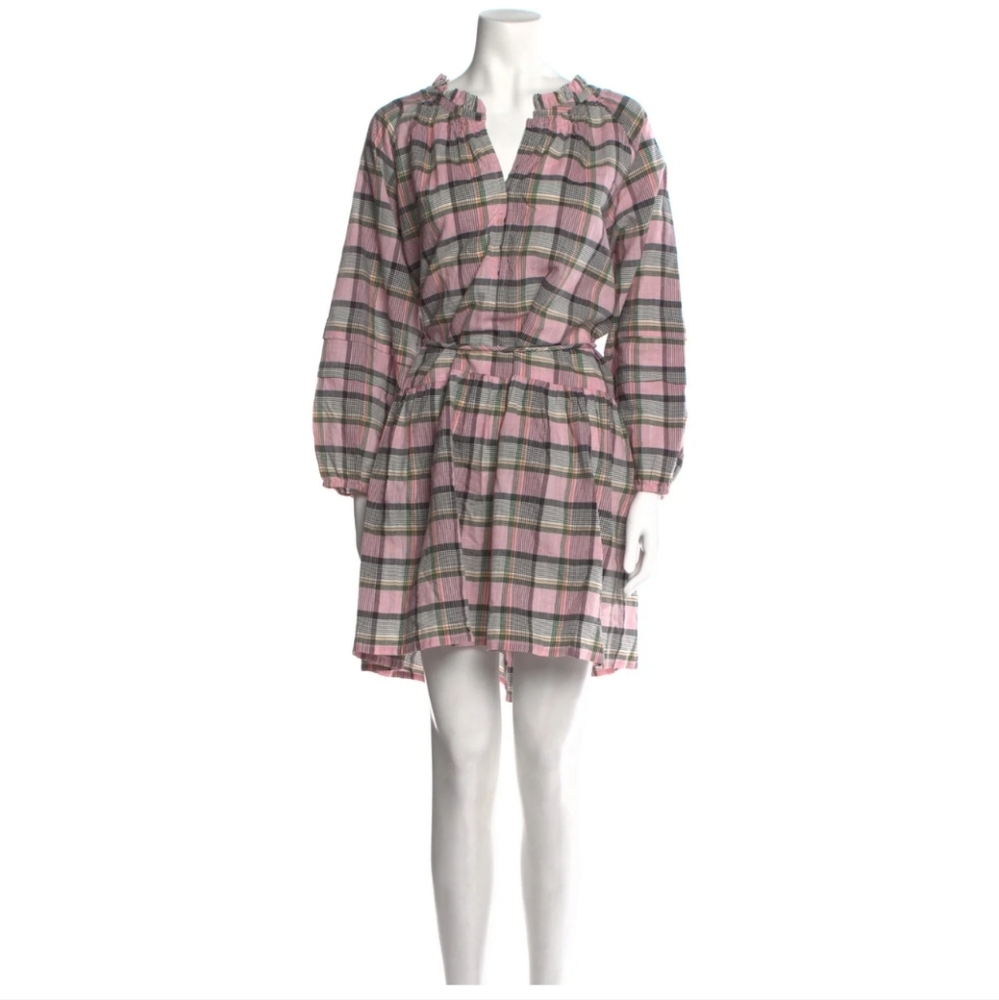 Apiece Apart Plaid Mini Cotton Dress